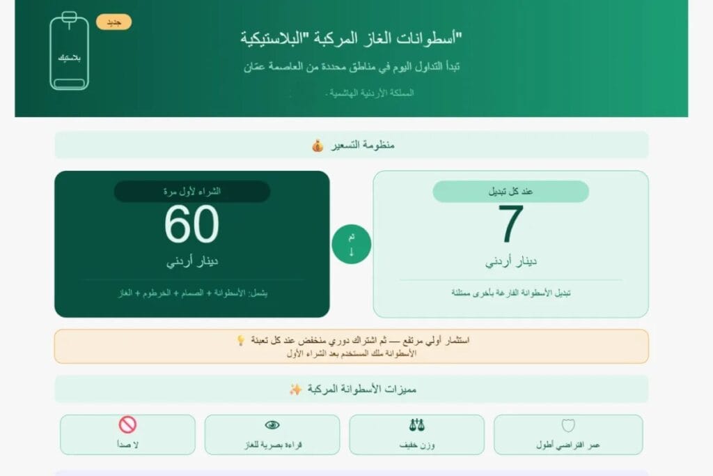 تداول أسطوانات الغاز "البلاستيكية" في عمّان: 60 ديناراً للامتلاك 