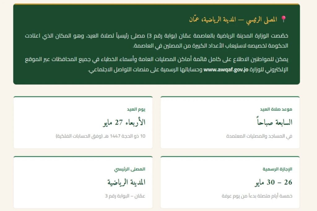 الطقس الربيعي يبتسم للمصلين وهذه خطة الأوقاف لصلاة العيد