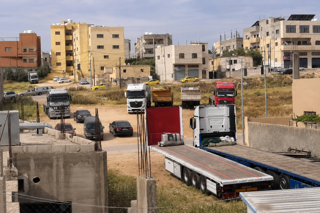 صورة متداولة لوجود شاحنات بين الأحياء السكنية