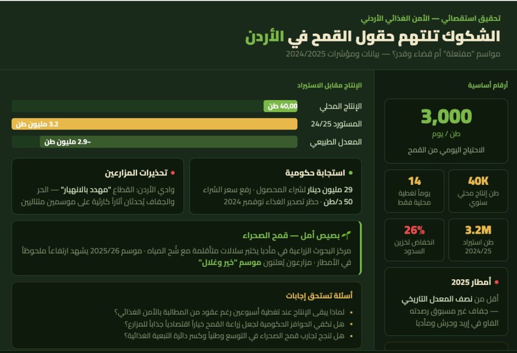 مواسم "مفتعلة" أم قضاء وقدر؟ الشكوك تلتهم حقول القمح في الأردن
