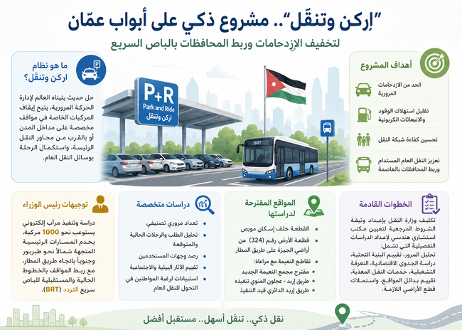 "اركن وتنقّل".. مشروع ذكي على أبواب عمّان لتخفيف الازدحامات
