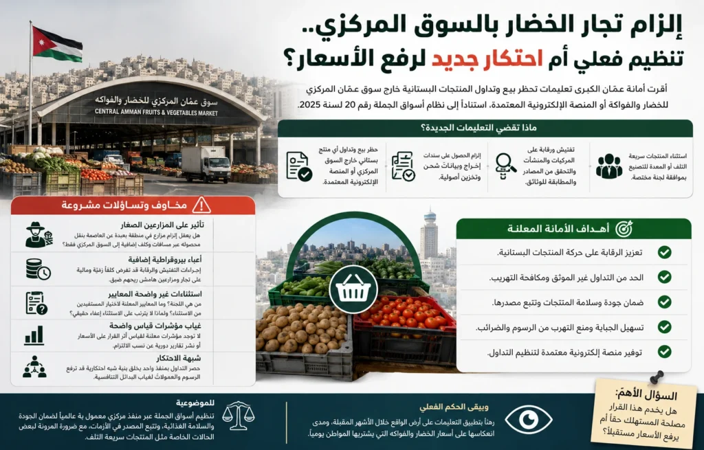 إلزام تجار الخضار بالسوق المركزي.. تنظيم فعلي أم احتكار جديد لرفع الأسعار؟